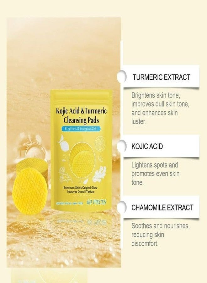 SHKAYTO Turmeric Kojic Acid Cleansing Pads, 60 pcs Kojic Acid and Turmeric Cleansing Pads, Turmeric Face Scrub Pads with Vitamins, Cleansing Pads for Dark Spots, Exfoliating Turmeric Pads Suitable for all Skin Types - Image 5